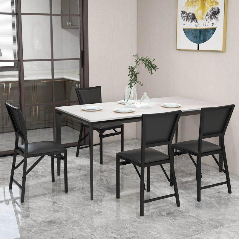 Costway Set of 2 Metal Folding Chair Dining Chairs Home Restaurant Furniture Portable Black