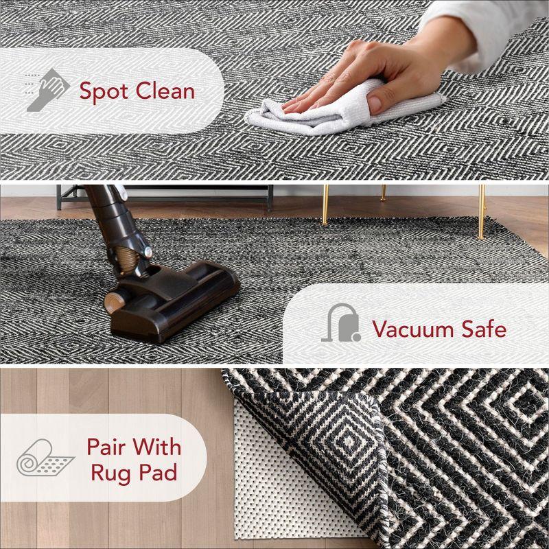 Nuloom Ago Geometric 3x5 Wool Accent Indoor Area Rug for Living Room Bedroom Dining Room Entryway Kitchen, Black/Ivory