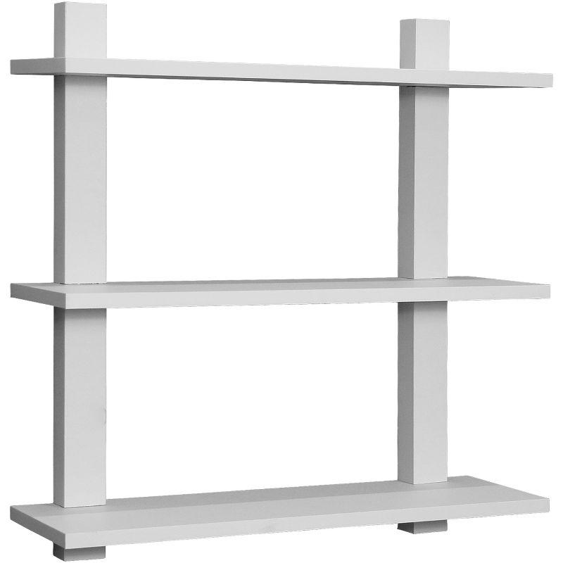 White 3-Tier Asymmetric Floating Wall Shelf