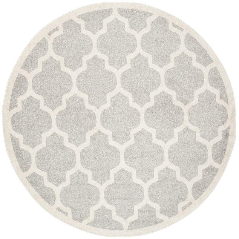 Amherst AMT420 Power Loomed Indoor Area Rug - Light Grey/Beige - 5' Round - Safavieh