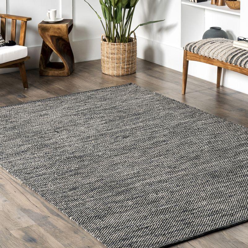 Handmade Gray Cotton 5'x8' Flat Woven Reversible Area Rug