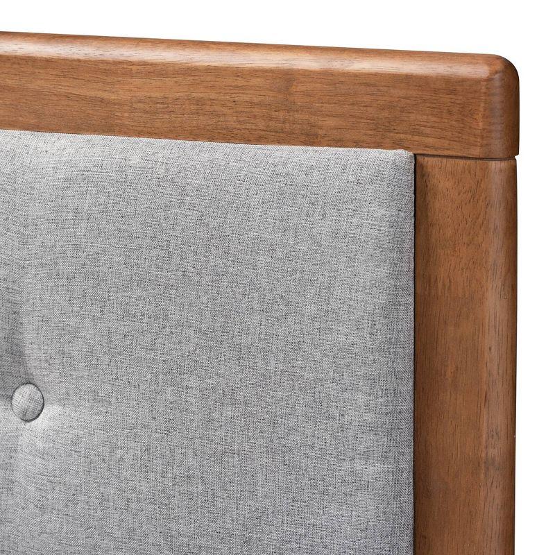 Queen Ines Walnut Finished Wood Platform Bed Gray - Baxton Studio: Mid-Century Design, Tapered Legs, No Box Spring Required