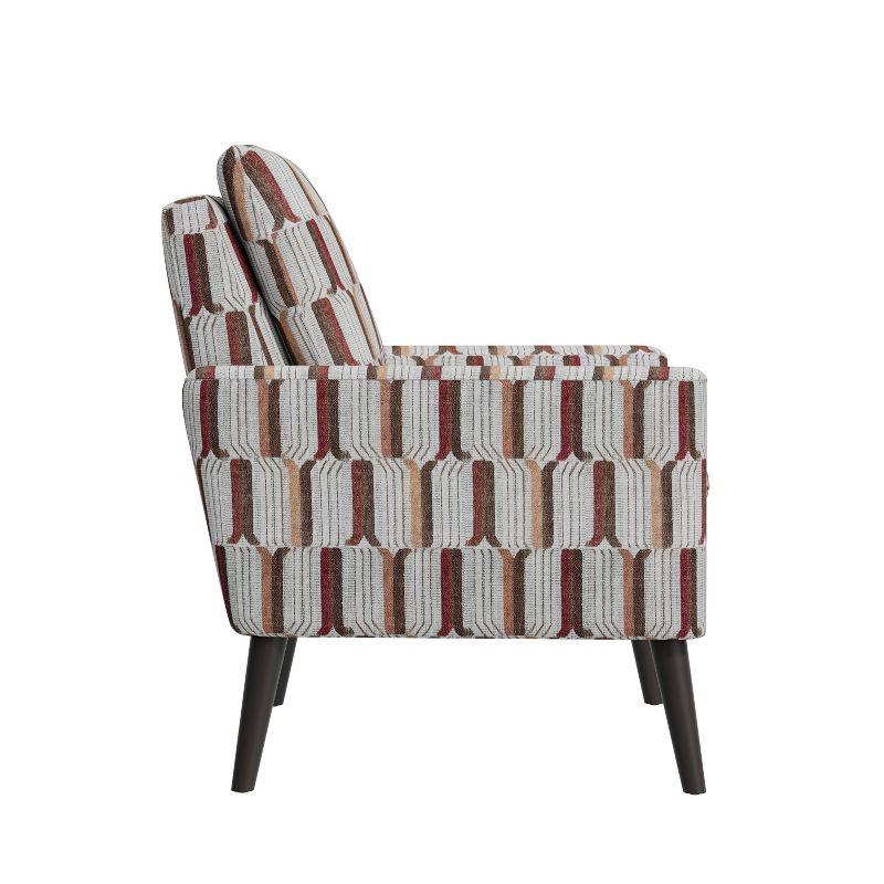 Handy Living Allyson Mid-Century Modern Small Space Armchair Striped Tan/Cream/Red