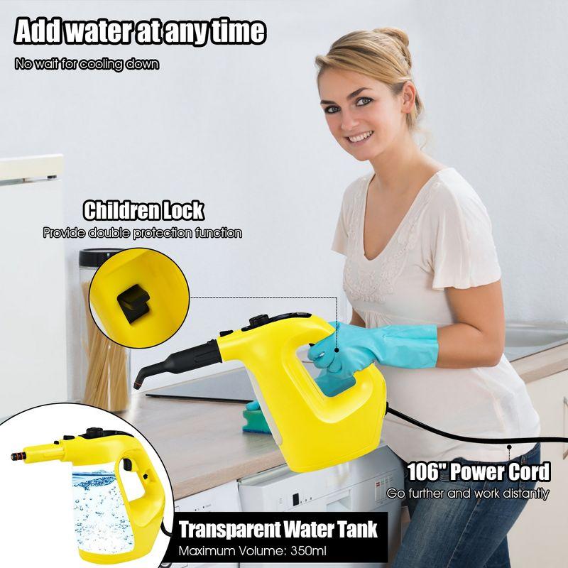 1400W Multipurpose Pressurized Steam Cleaner Mop W/ 17 Pieces Accessories Yellow