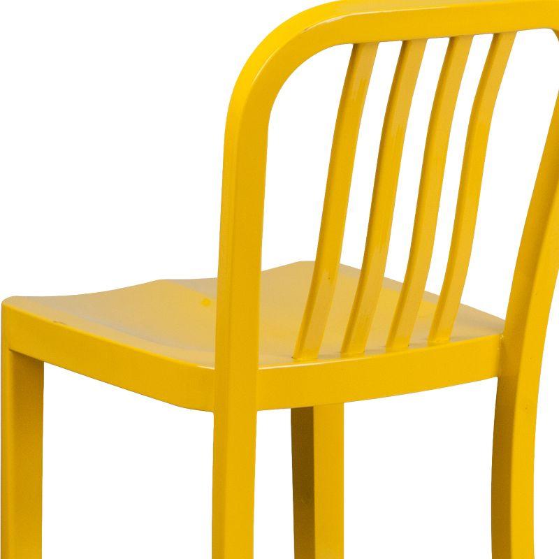 30'' Yellow Metal Indoor-Outdoor Barstool with Slat Back