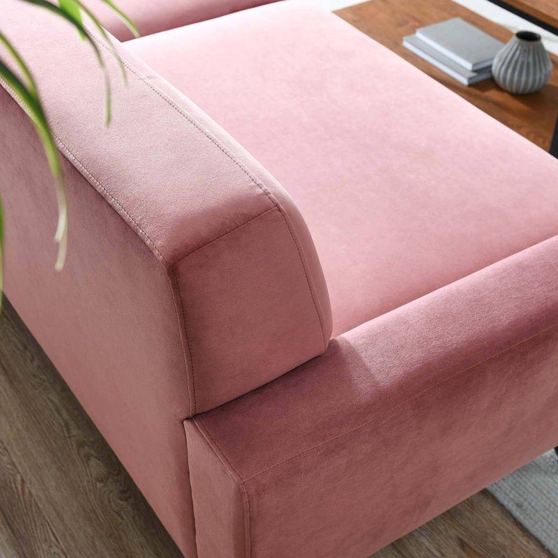 Engage Performance Velvet Sofa Dusty Rose - Modway: Plush Seating, Channel Tufting, Rubberwood Legs