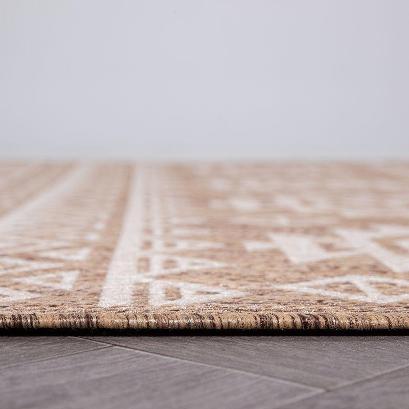 World Rug Gallery Distressed Geometric Bohemian Textured Flat Weave Indoor/Outdoor Area Rug - BROWN 5' X 7'