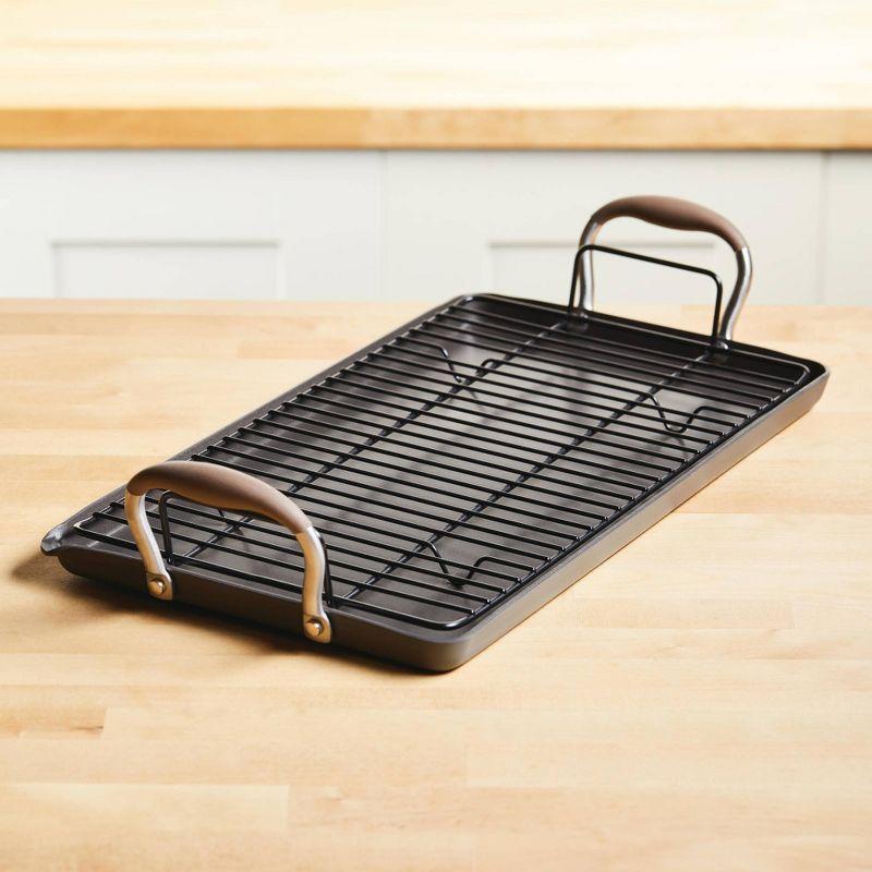 Anolon Advanced Home 10"x18" Double Burner Griddle Bronze: Nonstick, Hard Anodized, Oven-Safe, Silicone Handle