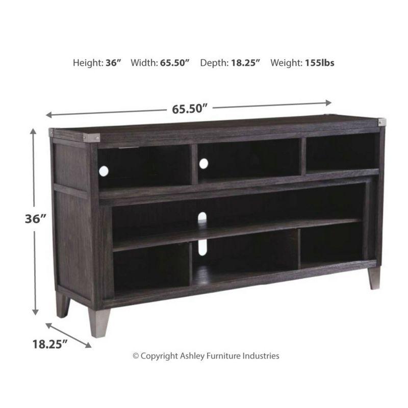 Signature Design by Ashley Todoe Fireplace TV Stand for TVs up to 70" Dark Gray: Mid-Century Modern, Wood Composite, Metal Hardware