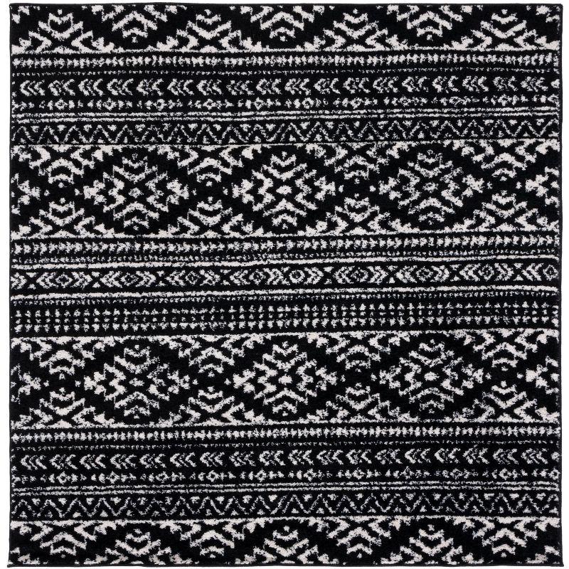 Tulum TUL272 Power Loomed Area Rug - Black/Ivory - 5'x5' - Safavieh.