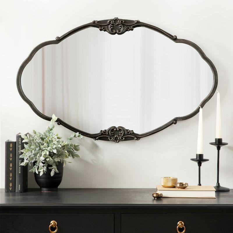 Kate & Laurel All Things Decor 30"x18" Novella Vintage Glam Ornate Mirror Black: Baroque-Inspired, Wall-Mounted