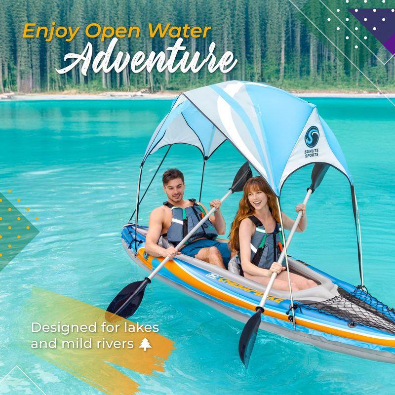 Sunlite Sports 2 Person Inflatable Kayak with Sunshade Canopy