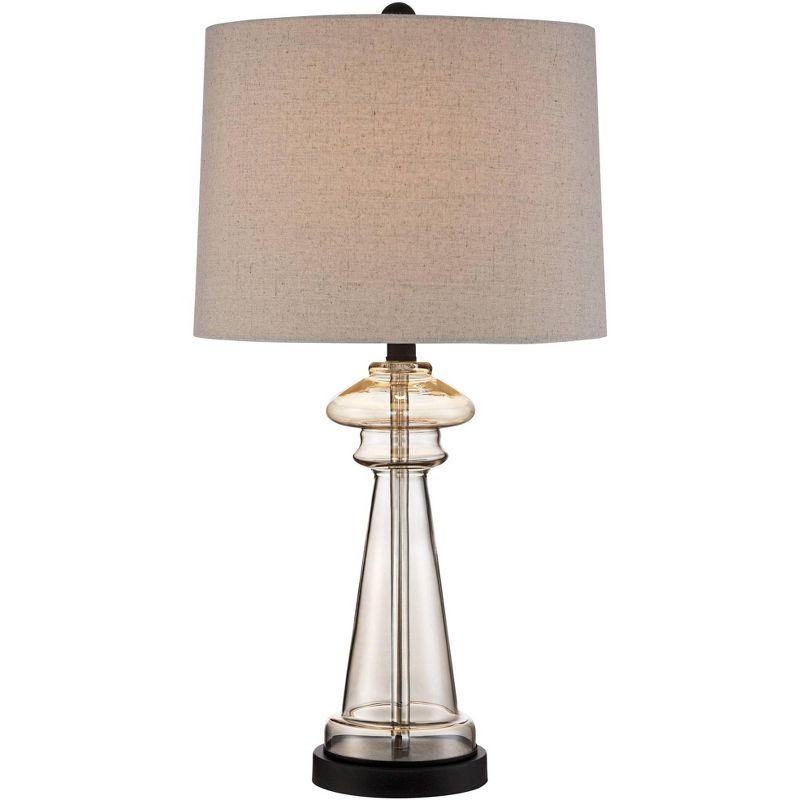 Elegant Champagne Gold Glass Table Lamp with Taupe Drum Shade
