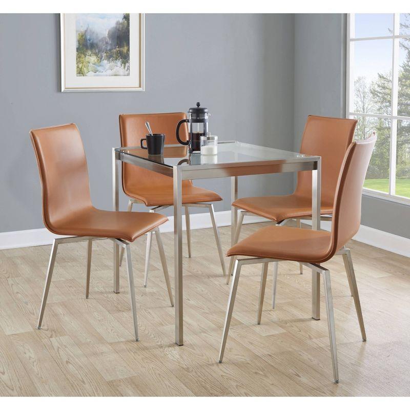 Set of 2 Mason Dining Chairs Stainless Steel/Camel: Swivel Base, Faux Leather, Modern Design - LumiSource