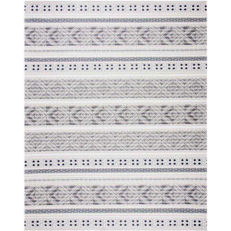 Reversible Gray Synthetic Flat Woven Rug 6' x 9'