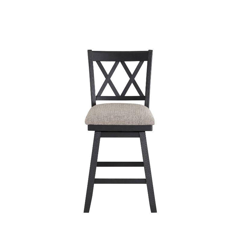Home 2 Office 24" Brookline Xx Back Swivel Counter Height Barstool Distressed Black: Upholstered, Wood Frame, Footrest