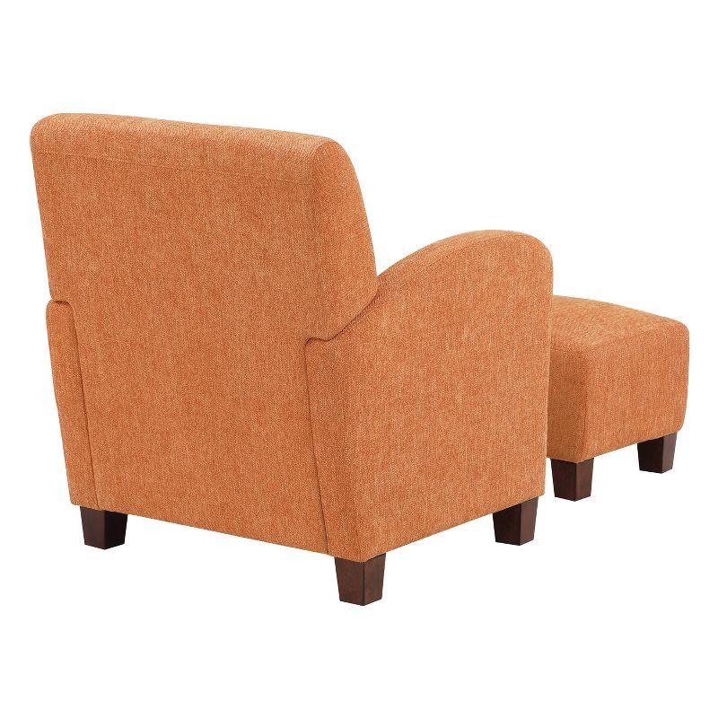 Aiden Chair and Ottoman Herringbone Orange - OSP Home Furnishings: Upholstered Club Set, No Tools Assembly