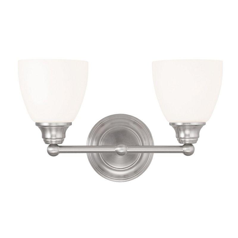 Somerville Brushed Nickel 2-Light Vanity with Satin Opal White Glass