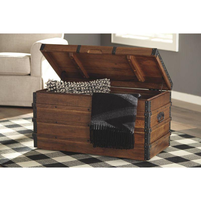 Kettleby Storage Trunk Brown - Signature Design by Ashley: Vintage-Inspired, Coffee Table, Farmhouse Decor