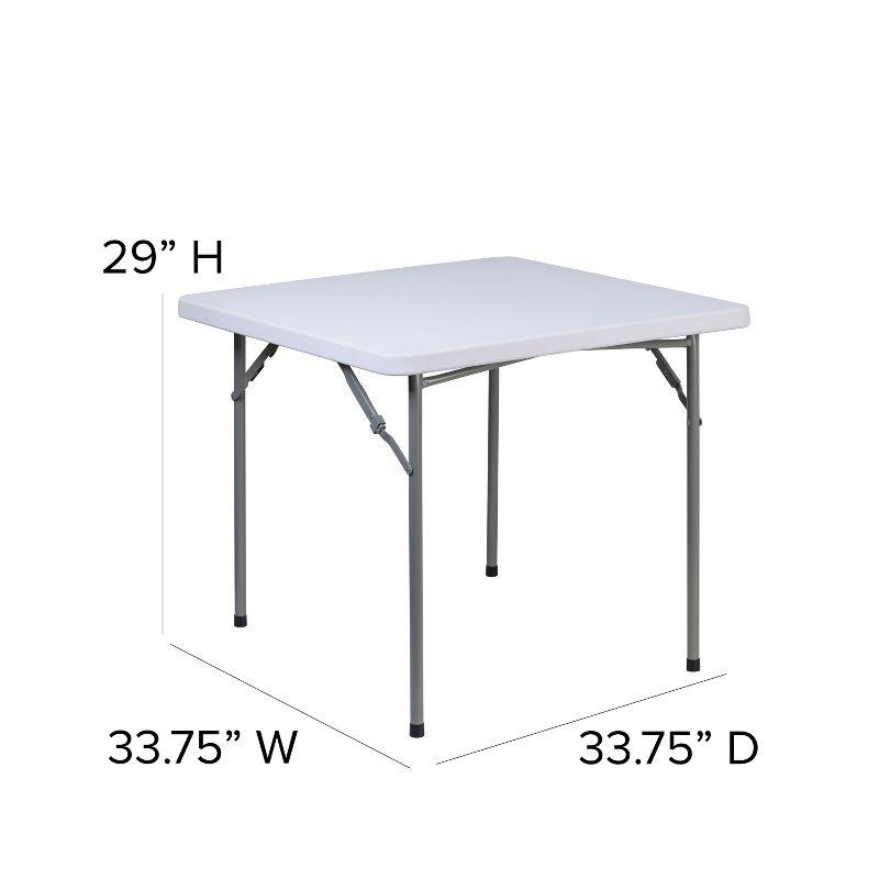 Emma and Oliver 2.81-Foot Square Granite White Plastic Folding Table - Card Table/Game Table