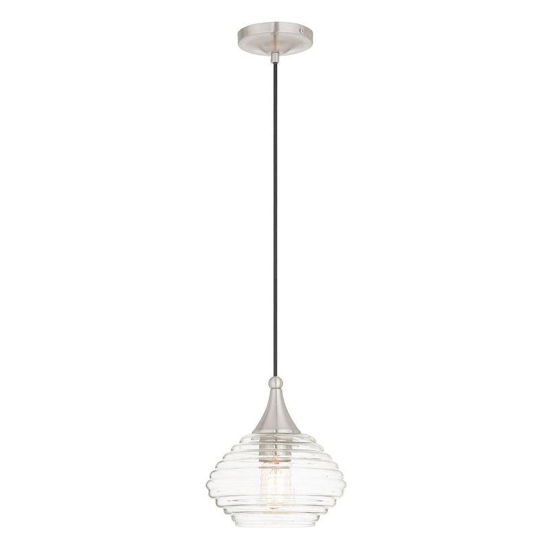 Livex Lighting Art Glass 1 - Light Pendant in  Brushed Nickel