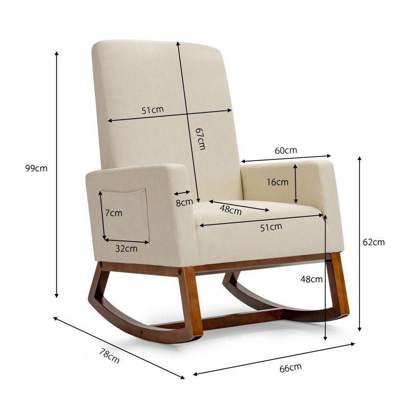 Tangkula Mid Century Rocking Chair Comfortable Rocker Modern High Back Armchair Beige