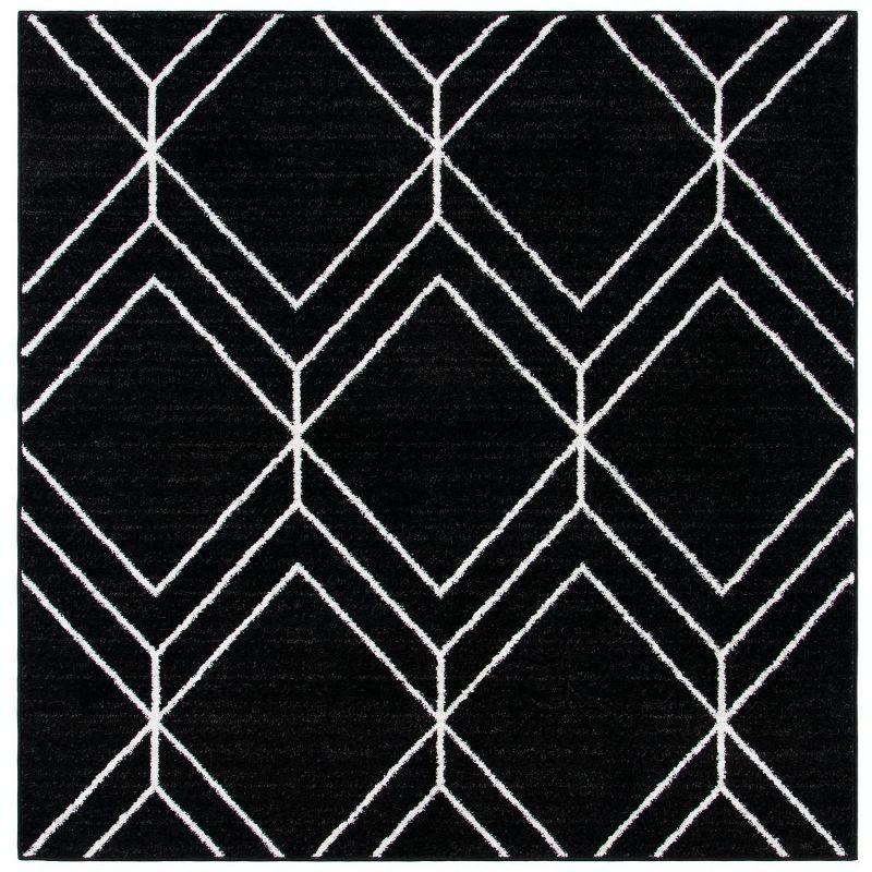 Adirondack ADR241 Machine Made Indoor Area Rug - Black/Ivory - 4'x4' - Safavieh