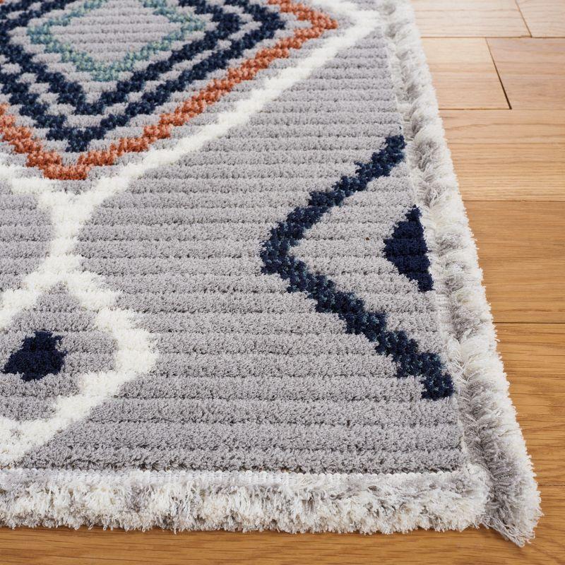 Marrakesh Gray and Blue Flat Woven Wool Rug, 5'3" x 7'6"