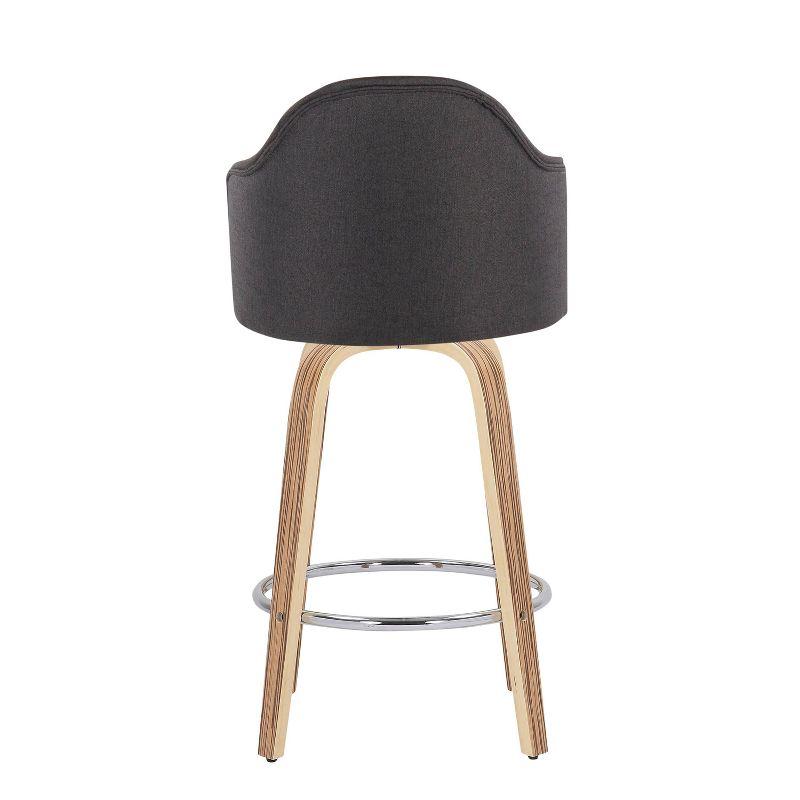 Set of 2 Ahoy Polyester/Metal/Wood Counter Height Barstools Zebra/Chrome/Charcoal - LumiSource