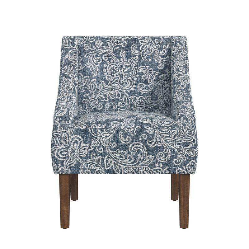 Classic Swoop Arm Chair Jacobean Print Denim - HomePop: Upholstered Polyester, Foam Fill, Hardwood Frame