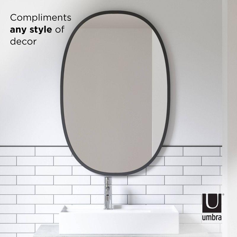 Modern Industrial Hub Oval Wall Mirror with Black Rubber Rim