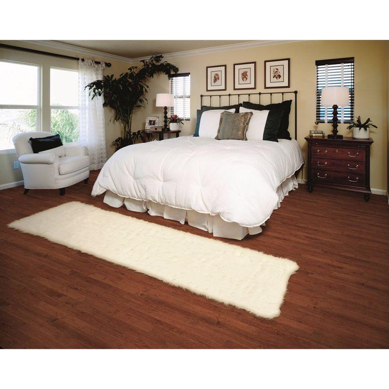 Ebern Designs Aaiden Flokati Wool Shag Hand Loomed Ivory Rug