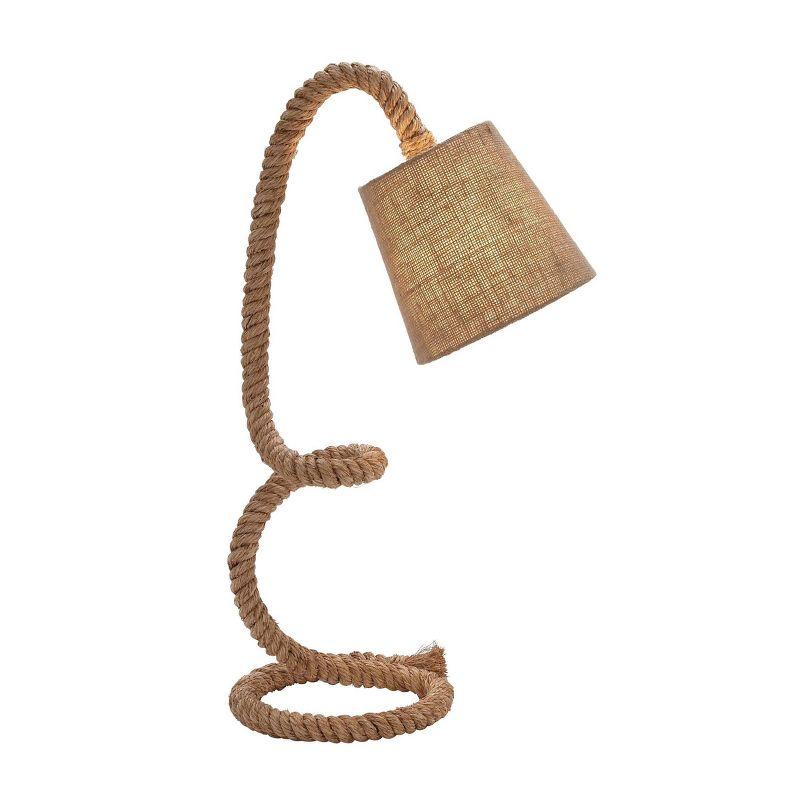 Olivia & May Jute Handmade Rope Styled Desk Lamp Brown: Cotton Shade, Toggle Switch, No Assembly Required