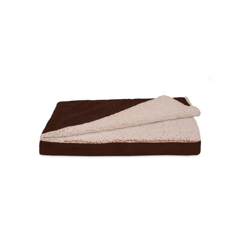 Medium Espresso Orthopedic Memory Foam Pet Bed with Blanket Top