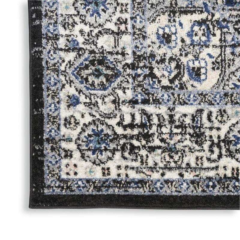 Nourison Passion Medallion Bohemian Indoor Rug Black Ivory 2'2" x 10'