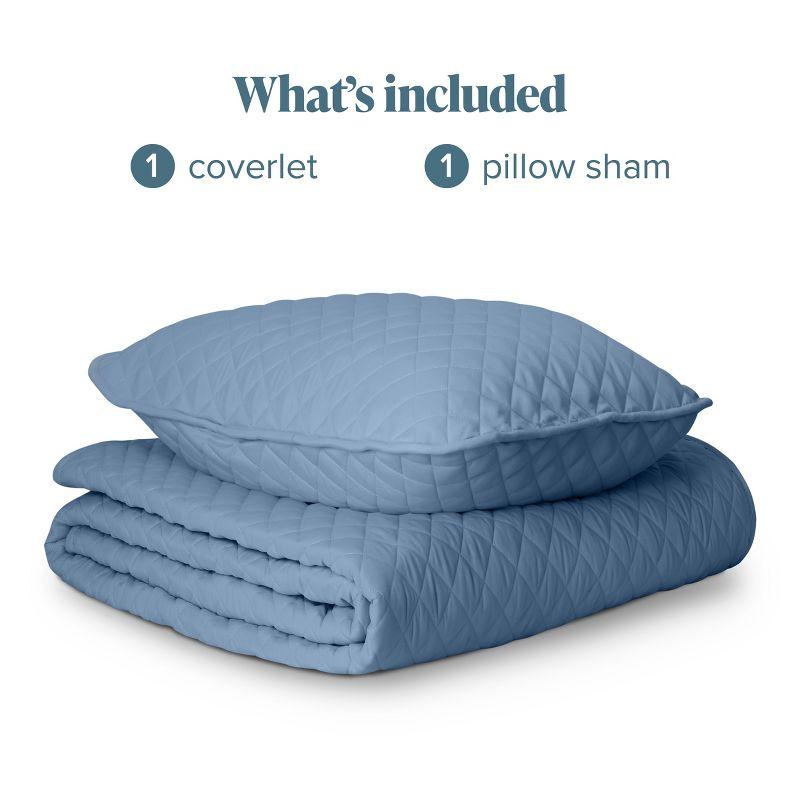 Twin/Twin XL Coronet Blue Oversized Quilted Coverlet Set by Bare Home