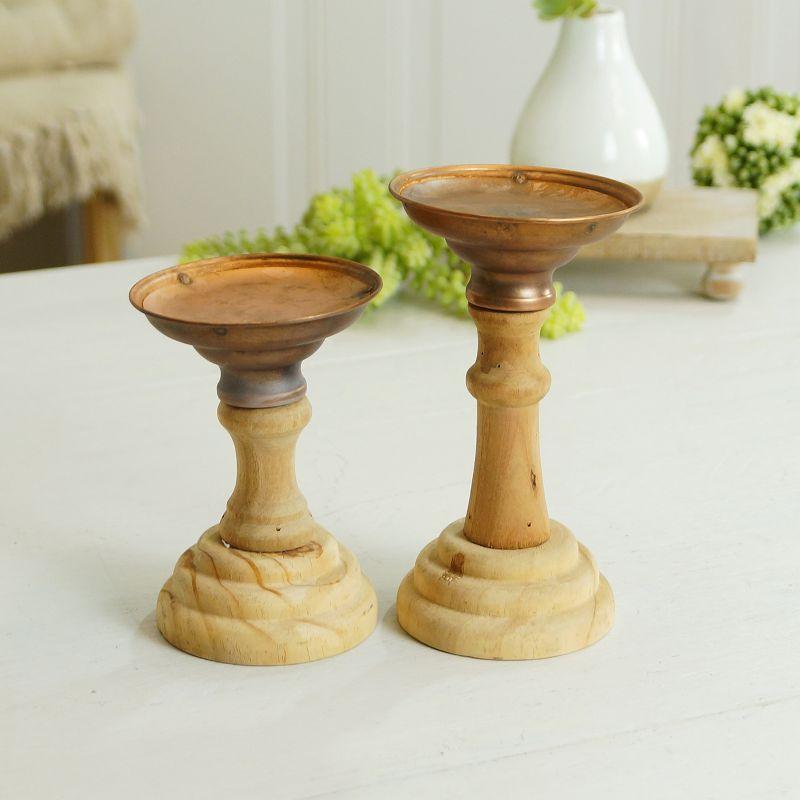 American Mercantile 4.5'' H Wood Tabletop Candlestick