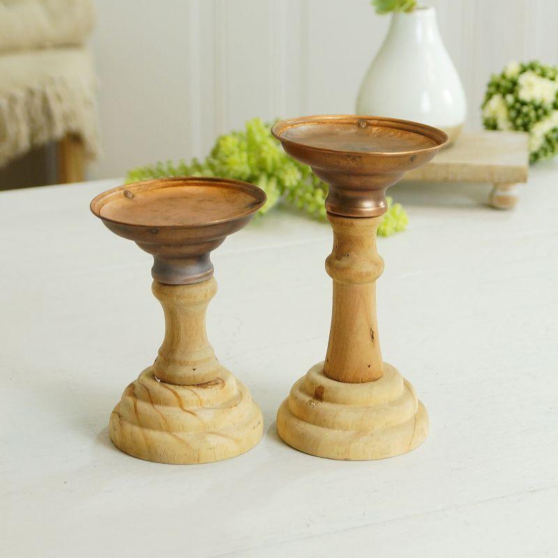 4.5'' H Wood Tabletop Candlestick