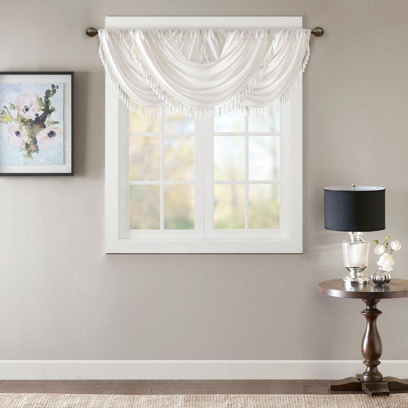 Elena Faux Silk Waterfall Embellished 38'' W Window Valance