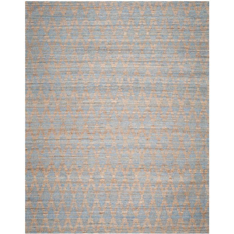 Coastal Charm Light Blue & Gold Handwoven Cotton Area Rug - 8' x 10'