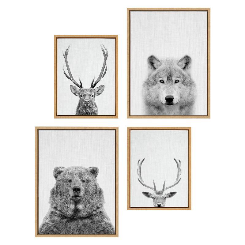 Kate & Laurel All Things Decor Sylvie Pretty Bird Framed Canvas by Inkheart Designs Natural: Modern Gallery-Wrapped Canvas Art Set