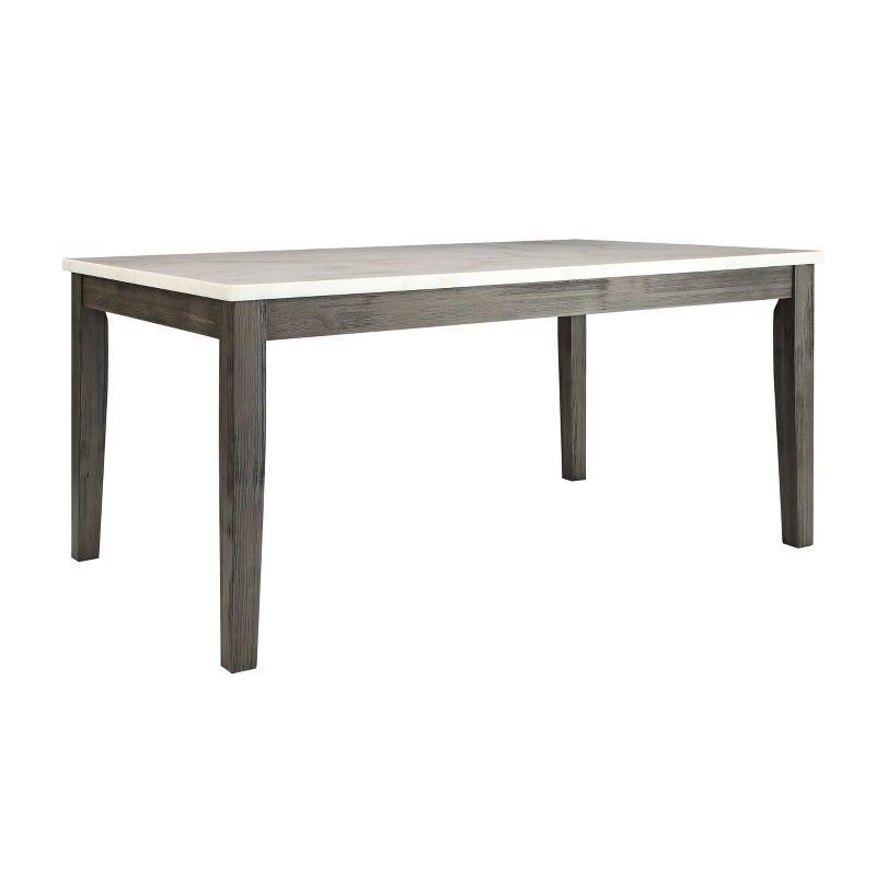 64" Merel Dining Table White Marble/Gray Oak - Acme Furniture: Sturdy Wood, Seats 6