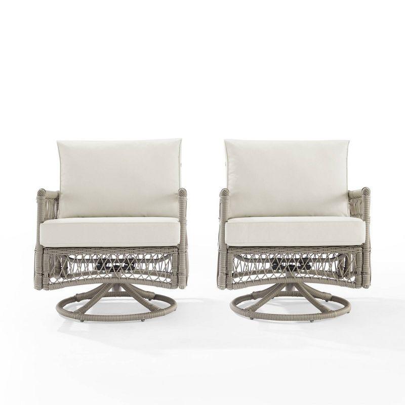 2pk Thatcher Outdoor Steel Swivel Rocking Chairs: Resin Wicker, Weather-Resistant - Crosley