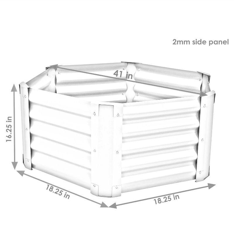 Sunnydaze Raised Powder-Coated Steel Hexagon Planter Garden Bed Kit for Plants, Flowers, Vegetables and Herbs - 41" W x 16" Deep - Gray