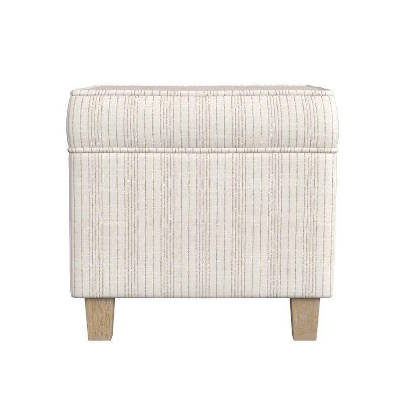 Cole Classics Square Storage Ottoman with Lift Off Top Cream/Marigold Pinstripe - HomePop: Upholstered Bench, Hardwood Frame