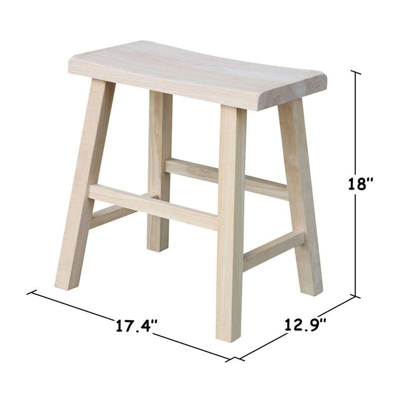 18" Saddle Seat Stool Hardwood Natural - International Concepts: Durable Parawood, No Assembly Required