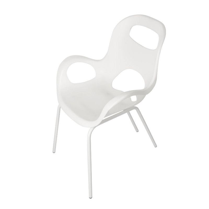 High White Metal Arm Chair with Nylon Feet