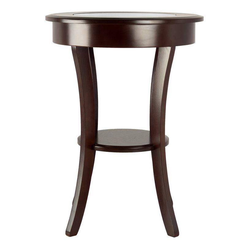 Cassie 27" Brown Wood and Glass Round Accent Table