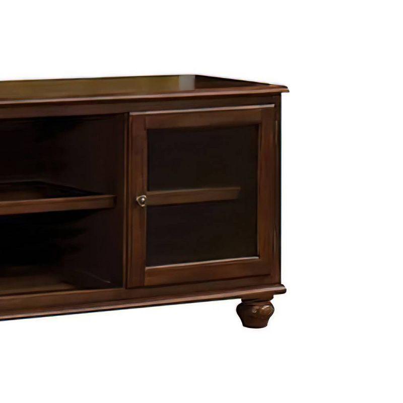 58" Dita TV Stand for TVs up to 59" Walnut - Acme Furniture: Glass Doors, Open Compartments, No Assembly Required