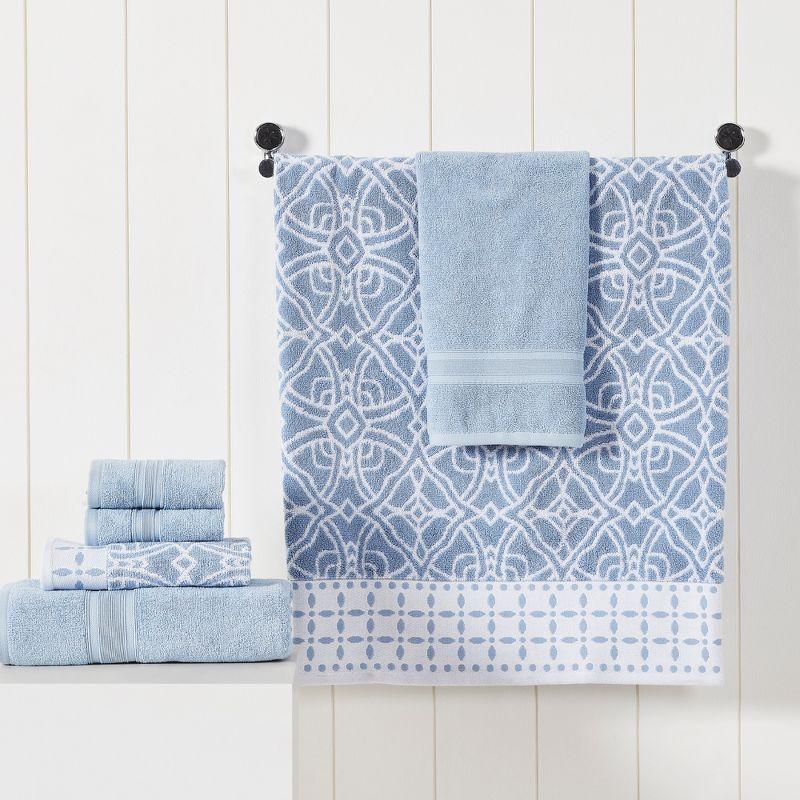 Modern Threads 6 Piece Set, 2 Bath Towels, 2 Hand Towels, 2 Washcloths Yarn Dyed Jacquard/Solid Towel Set Monroe